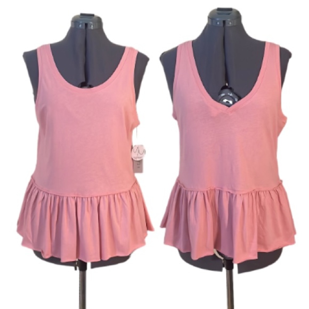 2/$30 Retrod Pink Two-Way Ruffle Tank Top Size Medium